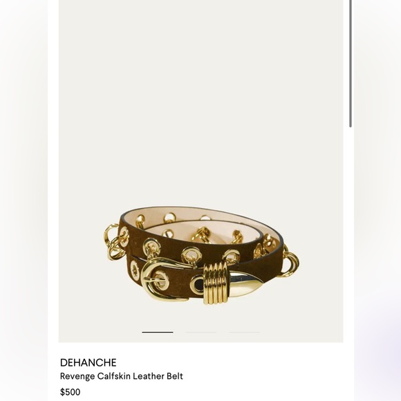 NEW DEHANCHE REVENGE BELT Calfskin Chocolate Brown Leather 24k gold hardware / S main image 7